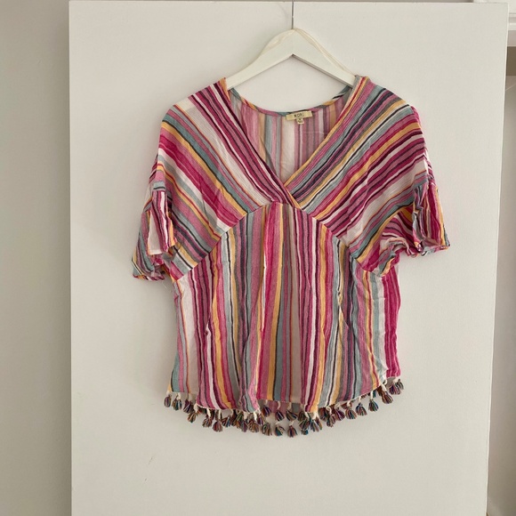 Cute summer striped tassle top - Picture 2 of 6